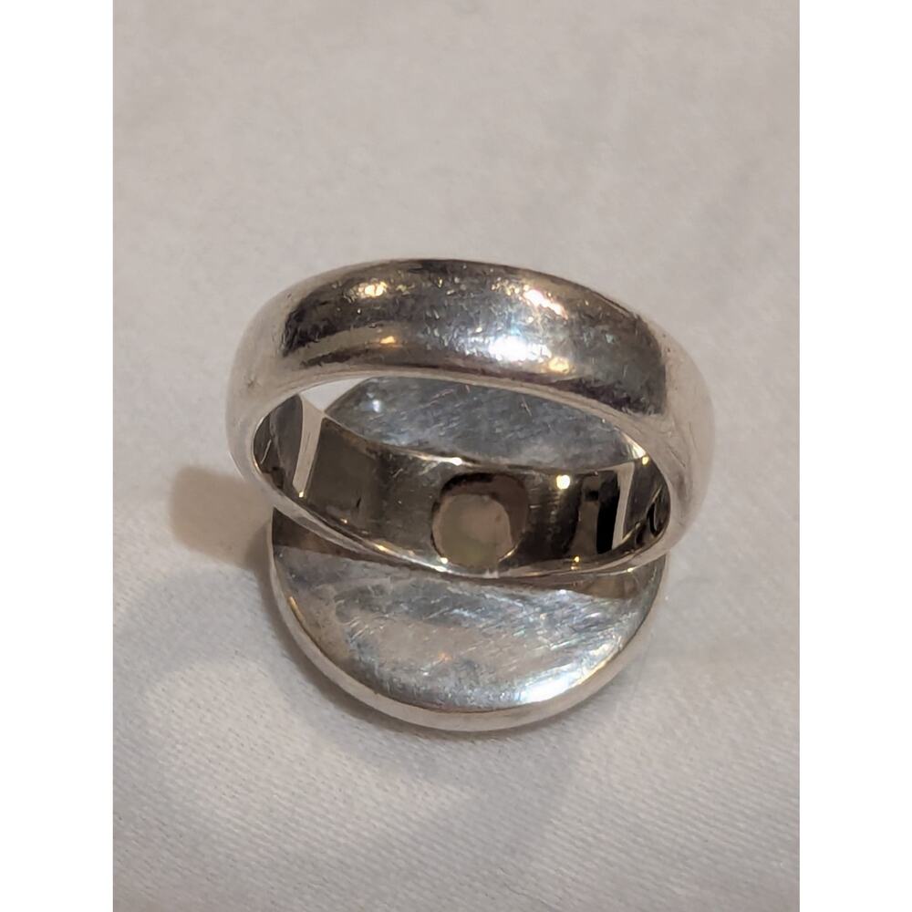 Vtg. Cultured Mabe Pearl Sterling Silver Ring, Size 8.5 - Picture 4 of 6